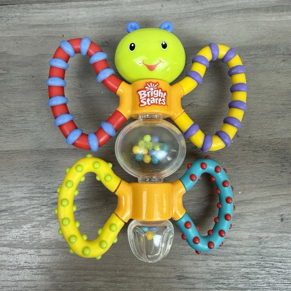 Kids II Retro Bright Starts Twisty Butterfly Teether Baby Toy Rattle 2002 Vtg